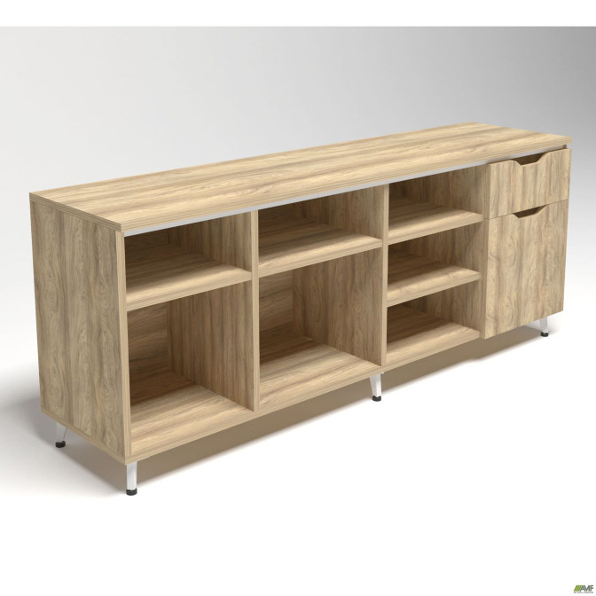 Тумба стационарная Delta DL-402R (1600х400х675мм) Блэквуд Ячменный / Опора Белый беж AMF