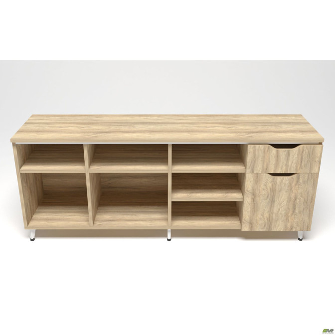 Тумба стационарная Delta DL-402R (1600х400х675мм) Блэквуд Ячменный / Опора Белый беж AMF