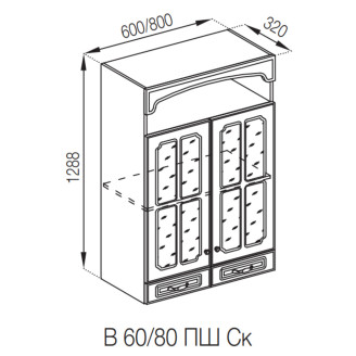 Кухонная секция верхняя В 80 ПШ Ск LUX Валенсия Мир мебели