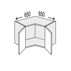 Кухонна секція Мері верхня Кут 90° 650х650/350 2дв MR-190W/9003gl MiroMark