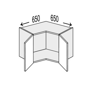 Кухонна секція Мері верхня Кут 90° 650х650/350 2дв MR-190W/9003gl MiroMark