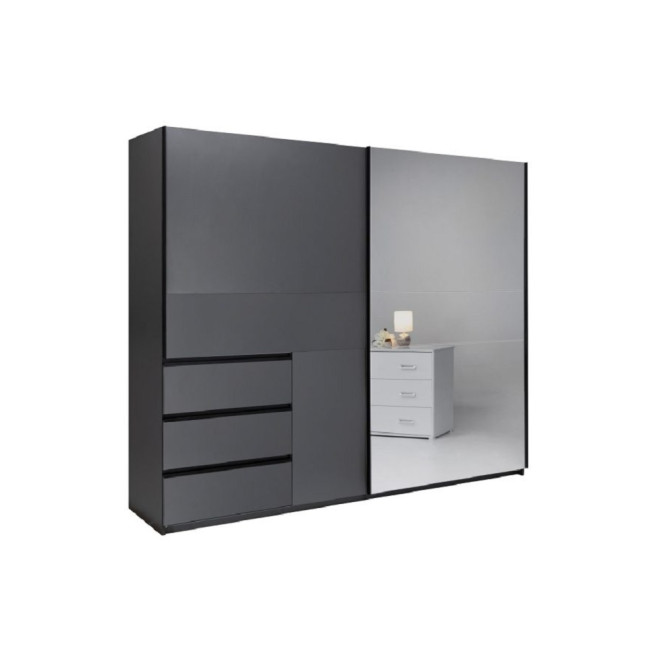 Шкаф-купе 2.5м 2Дв с зеркалом Вильма / Wilma Графит MiroMark WL-25-GT