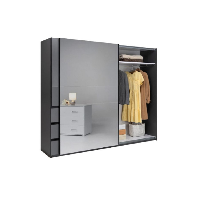 Шкаф-купе 2.5м 2Дв с зеркалом Вильма / Wilma Графит MiroMark WL-25-GT