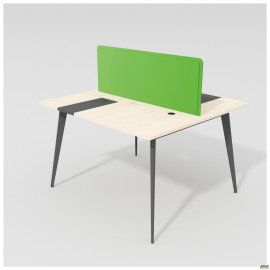 Робоча станція на 2 чол. з пеналами (1200х1150х750) Фанера/Пенал чер/Каркас чер/Перегородка зелений AMF