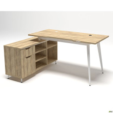 Рабочее место Delta DL-113L (1590х1200х750мм) Блэквуд Ячменный/Каркас белый/Опора белый AMF