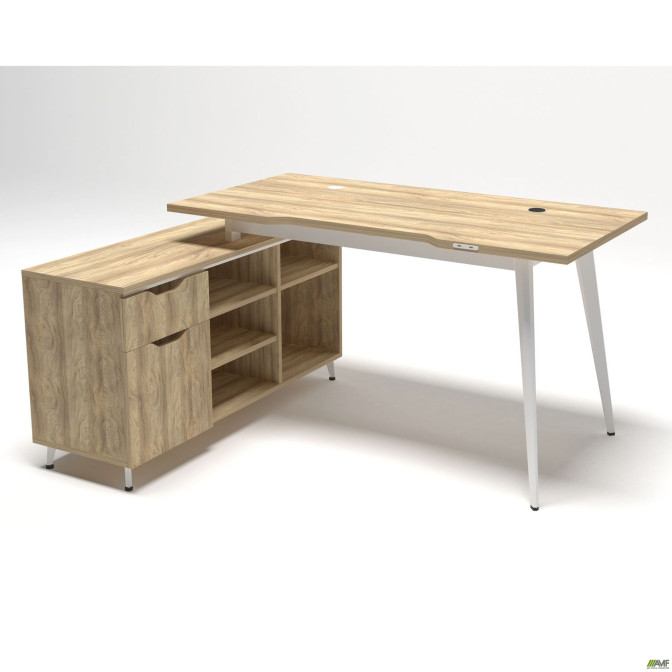 Рабочее место Delta DL-113L (1590х1200х750мм) Блэквуд Ячменный/Каркас белый/Опора белый AMF Рабочее место Delta DL-113L (1590х1200х750мм) Блэквуд Ячменный/Каркас белый/Опора белый AMF