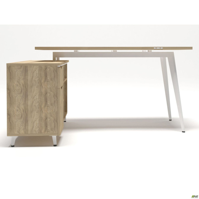 Рабочее место Delta DL-113L (1590х1200х750мм) Блэквуд Ячменный/Каркас белый/Опора белый AMF