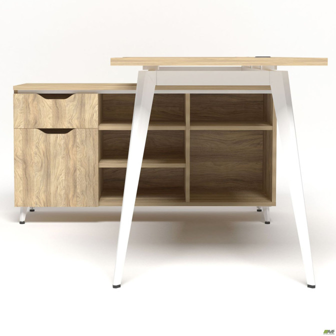 Рабочее место Delta DL-113L (1590х1200х750мм) Блэквуд Ячменный/Каркас белый/Опора белый AMF
