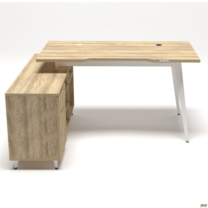 Рабочее место Delta DL-113L (1590х1200х750мм) Блэквуд Ячменный/Каркас белый/Опора белый AMF