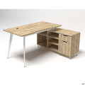 Рабочее место Delta DL-113R (1590х1200х750мм) Блэквуд Ячменный/Каркас белый/Опора белый AMF