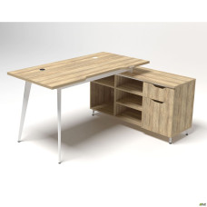 Рабочее место Delta DL-113R (1590х1200х750мм) Блэквуд Ячменный/Каркас белый/Опора белый AMF