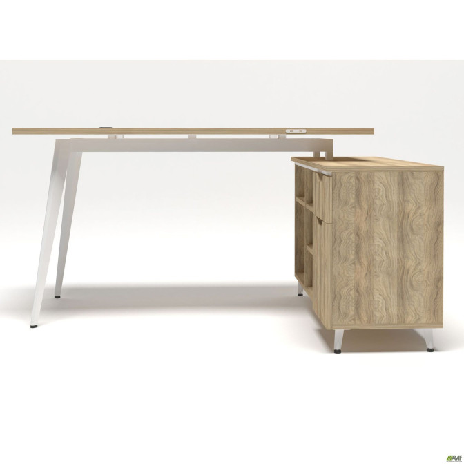 Рабочее место Delta DL-113R (1590х1200х750мм) Блэквуд Ячменный/Каркас белый/Опора белый AMF