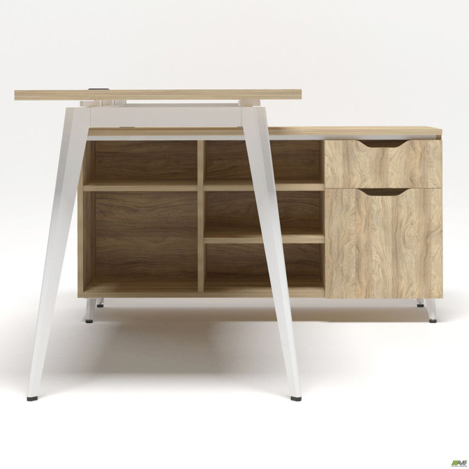Рабочее место Delta DL-113R (1590х1200х750мм) Блэквуд Ячменный/Каркас белый/Опора белый AMF