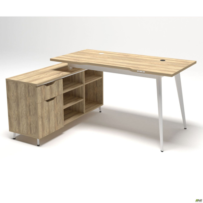 Рабочее место + USB Delta DL-113L (1590х1200х750мм) Блэквуд Ячменный/Каркас белый/Опора белый беж AMF Рабочее место + USB Delta DL-113L (1590х1200х750мм) Блэквуд Ячменный/Каркас белый/Опора белый беж AMF