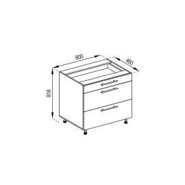 Кухонная секция нижняя Н 80 3Ш (1 + 2) LUX Адель Мир мебели 