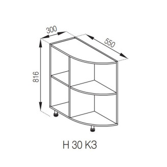 Кухонная секция нижняя Н 30КЗ Валенсия Мир мебели